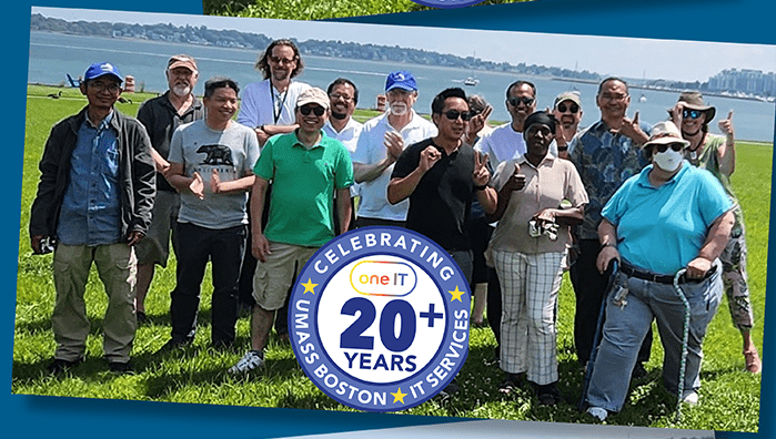 Photo of IT staff who are celebrating 20 Years of Service+ at the Barbecue event.