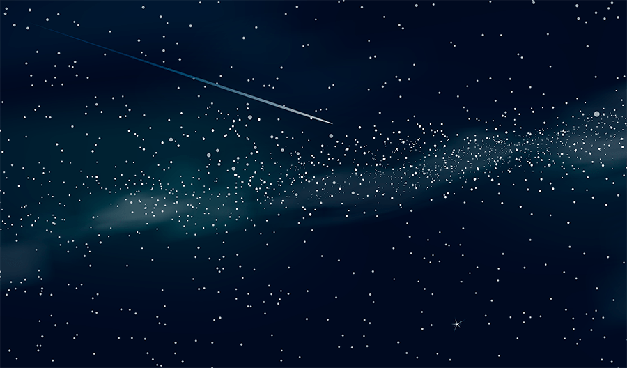 A mesmerizingly starry sky with a comet swiftly streaking through.